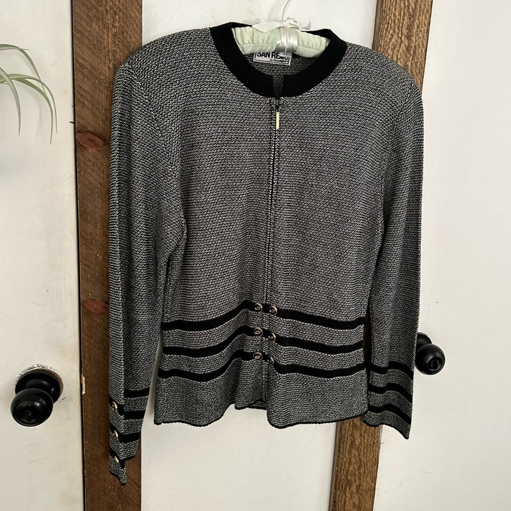 90s Vintage San Remo Laura Knits Shoulder Padded Zip Blazer Jacket Womens Medium